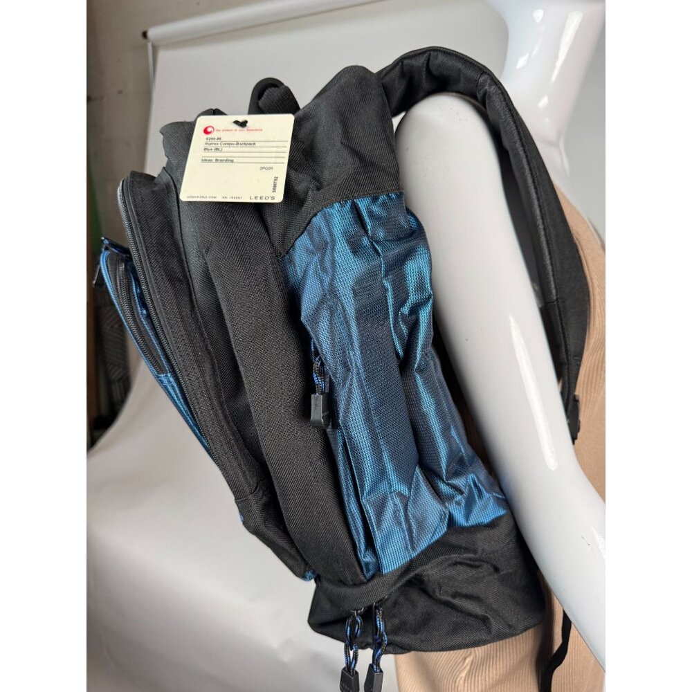Matrex Compu-Backpack By Leeds In Black & Blue With Multiple Compartments & Padd